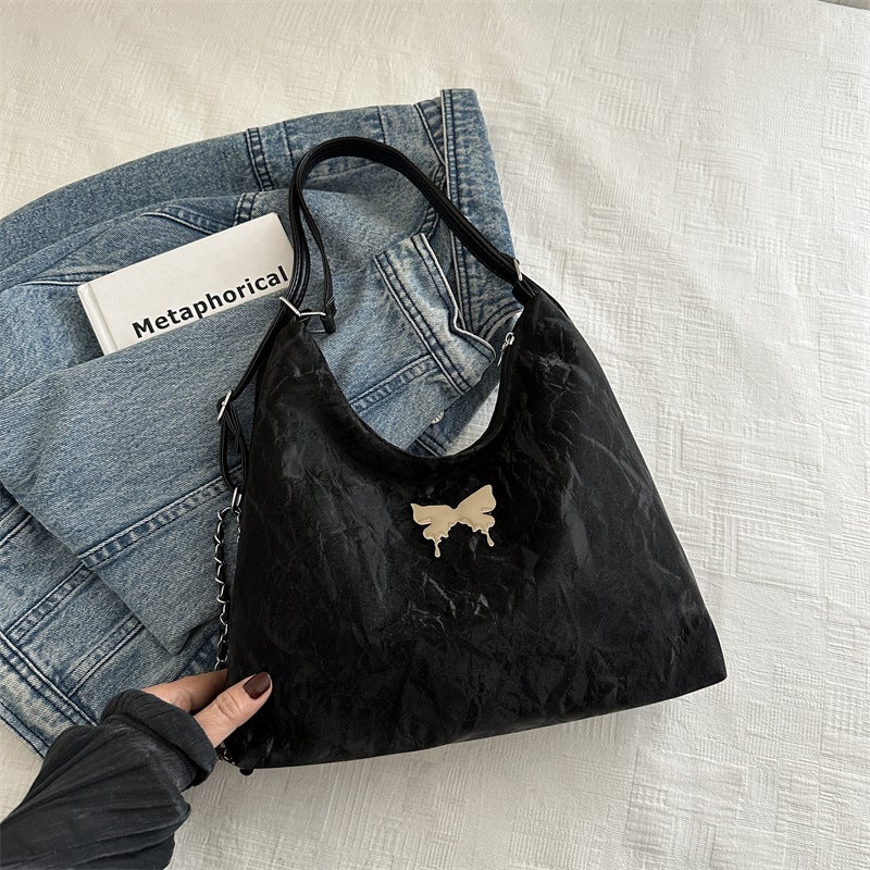 2024 Korean Spring Casual Large Shoulder Bag Black 