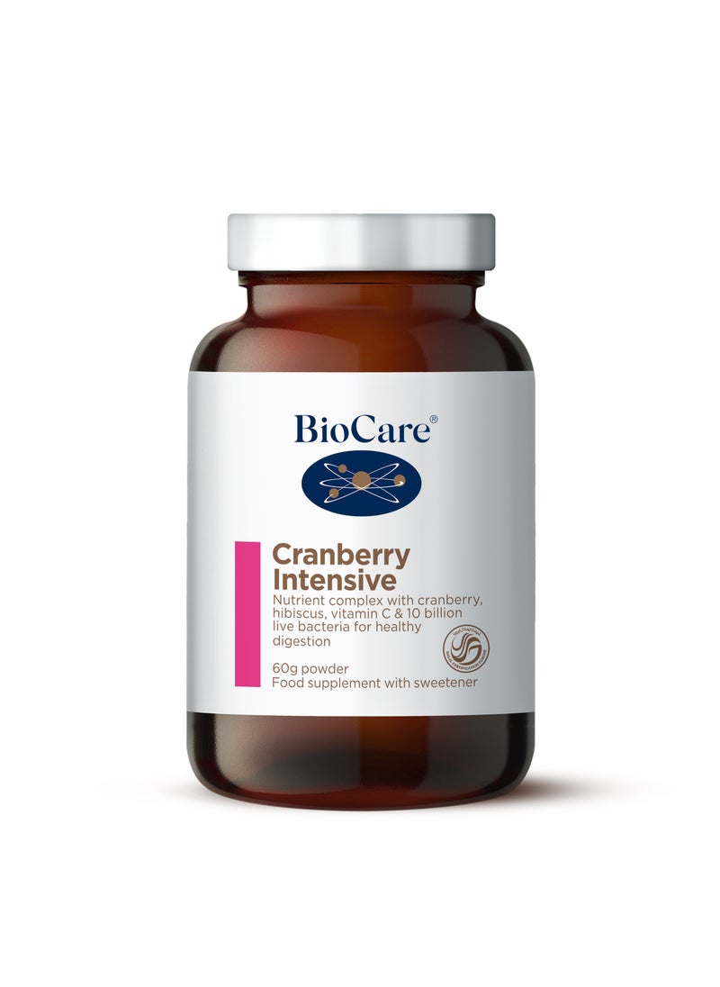 Biocare - Cranberry Intensive Nutrient Complex With Cranberry Hibiscus Vitamin C And 10 Billion Live Bacteria for Healthy Digestion, 60g Powder Food Supplements with Sweetener - Image 1