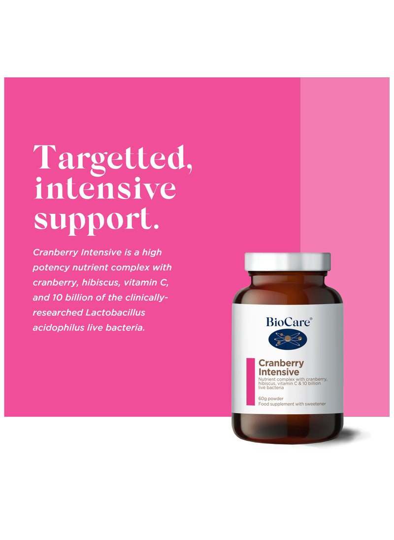 Biocare - Cranberry Intensive Nutrient Complex With Cranberry Hibiscus Vitamin C And 10 Billion Live Bacteria for Healthy Digestion, 60g Powder Food Supplements with Sweetener - Image 1