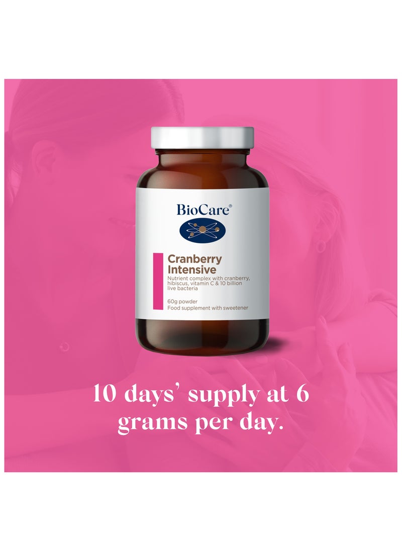 Biocare - Cranberry Intensive Nutrient Complex With Cranberry Hibiscus Vitamin C And 10 Billion Live Bacteria for Healthy Digestion, 60g Powder Food Supplements with Sweetener - Image 1