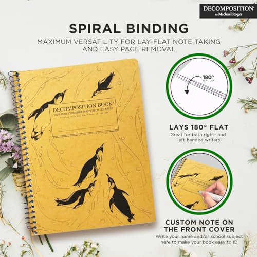 Decomposition King Penguins College Ruled Spiral Notebook - 9.75 x 7.5 Journal with 160 Lined Pages - 100% Recycled Paper - Cute Notebooks for School Supplies, Home & Office - Made in USA - Image 5