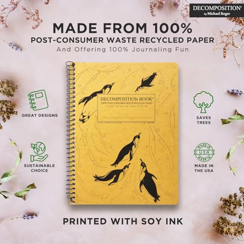 Decomposition King Penguins College Ruled Spiral Notebook - 9.75 x 7.5 Journal with 160 Lined Pages - 100% Recycled Paper - Cute Notebooks for School Supplies, Home & Office - Made in USA - Image 3