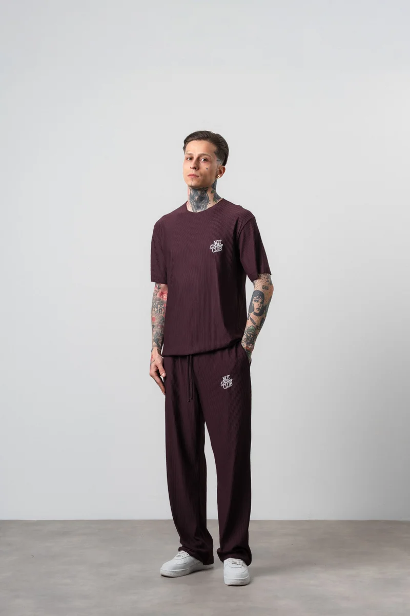 Respire Men's "Not Today" Printed T-Shirt and Pants Set, Burgundy
