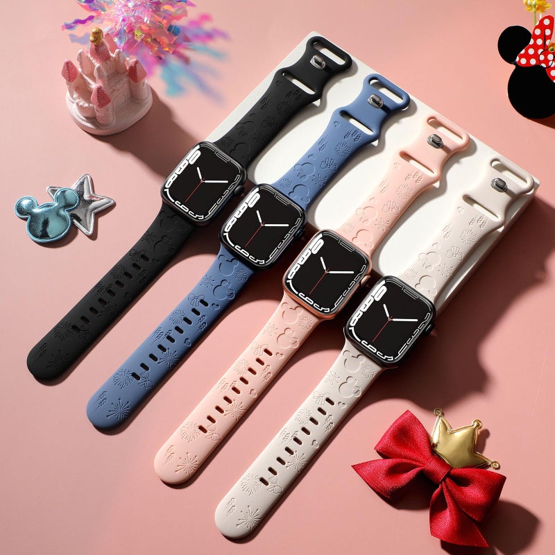 iWabcertoo 4 PACK Engraved Silicone Bands Compatible with Apple Watch Band 40mm 38mm 41mm 42mm 44mm 45mm 46mm 49mm Women Breathable Soft Cute Sport Replacement Strap for iWatch SE Series 11 10 9 8 7 6 5 4 3 2 1 - Image 2