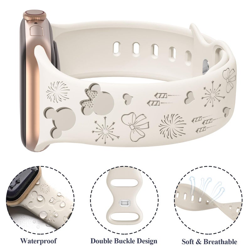 iWabcertoo 4 PACK Engraved Silicone Bands Compatible with Apple Watch Band 40mm 38mm 41mm 42mm 44mm 45mm 46mm 49mm Women Breathable Soft Cute Sport Replacement Strap for iWatch SE Series 11 10 9 8 7 6 5 4 3 2 1 - Image 4