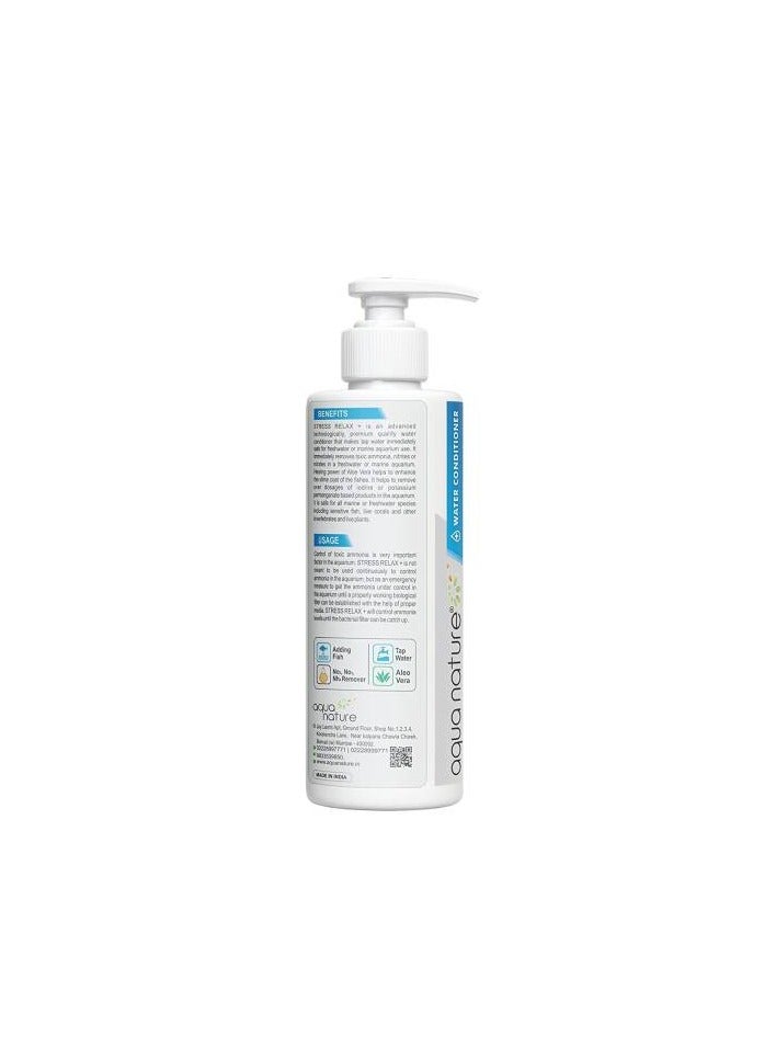 aqua nature AquaNature Stress Relax Water Conditioner Concentrated Chlorine Ammonia and Chloramine Remover with Power of Aloe Vera for Marine and Freshwater Aquarium 250ml 8 5oz - Image 2