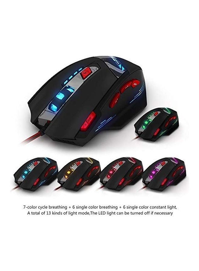 ZELOTES ماوس الألعاب السلكي المحترف Zelotes T90 بدقة 9200 DPI، 8 أزرار، مع 7 أوضاع من أضواء LED الملونة المتنفسة، مجموعة ضبط الوزن (أسود) - Image 5