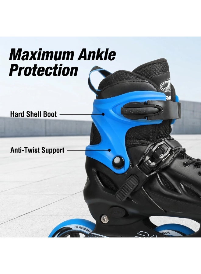PAPAISON Adult Inline Skates Adjustable Rollerblades for Men Women — ABEC-9 Bearings, Black Blue, Recreational Outdoor Fitness Skating - Image 4
