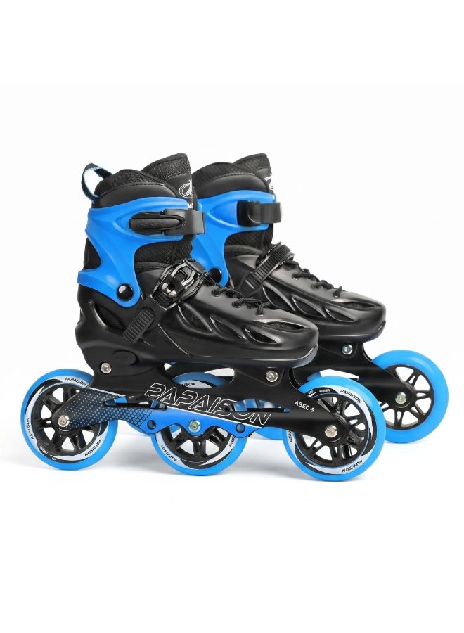PAPAISON Adult Inline Skates Adjustable Rollerblades for Men Women — ABEC-9 Bearings, Black Blue, Recreational Outdoor Fitness Skating - Image 1