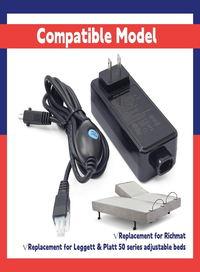 Dusledel PS1L-A29018-2 Class 2 Power Supply Replacement for Richmat for Leggett & Platt 50 Series Adjustable Bed Adapter with Cable, 130V 50/60Hz 2.5A - Image 2