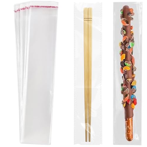 DTmasao 2x10 Inches 100 Pcs Pretzel Bags Thickened Pretzel Rod, Self Sealing Cellophane Individual Clear Prezetels Sticks Food Safe Bags for Chocolate, Candies, Cookies - Image 1
