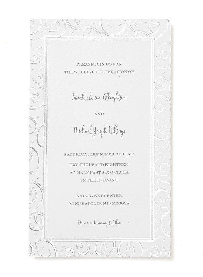 Gartner Studios® 2-Up Invitations, 5 1/2" x 8 1/2", Silver Swirl, Pack Of 12 - Image 1