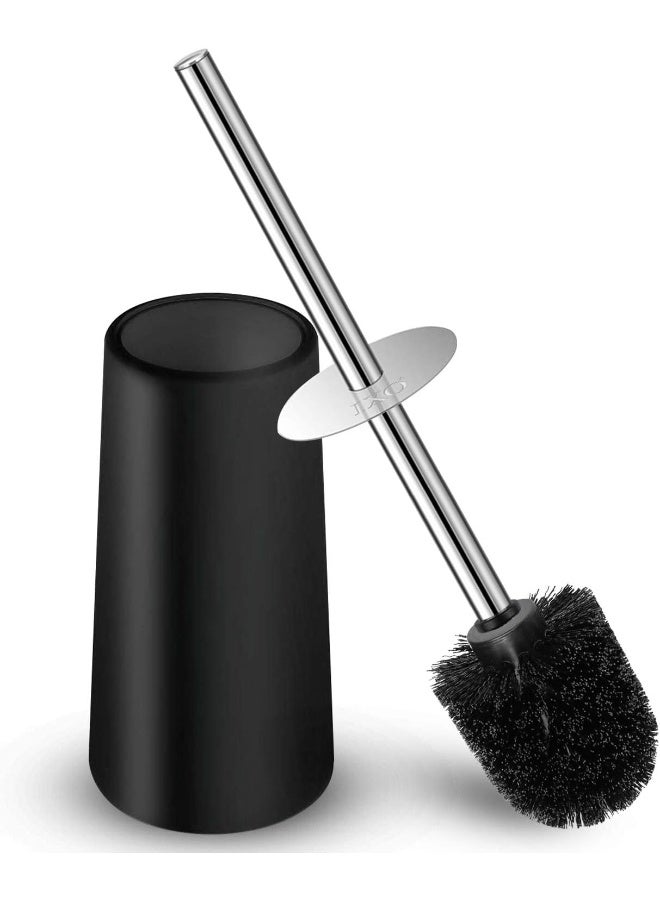 IXO Toilet Brush and Holder, Toilet Brush with 304 Stainless Steel Long Handle, Toilet Bowl Brush for Bathroom Toilet-Ergonomic, Elegant, Durable (Black) - Image 1