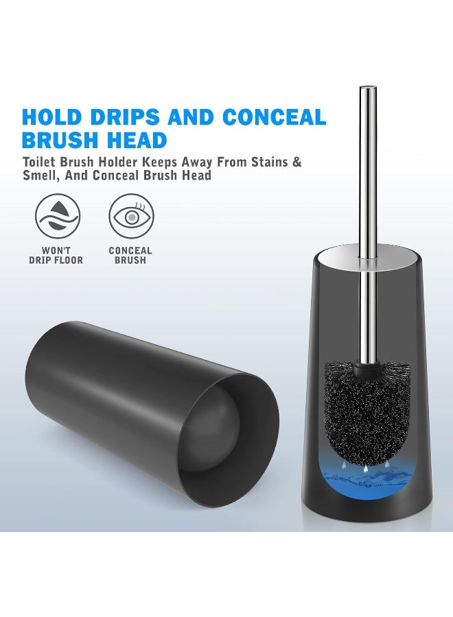 IXO Toilet Brush and Holder, Toilet Brush with 304 Stainless Steel Long Handle, Toilet Bowl Brush for Bathroom Toilet-Ergonomic, Elegant, Durable (Black) - Image 5