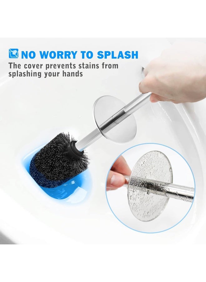 IXO Toilet Brush and Holder, Toilet Brush with 304 Stainless Steel Long Handle, Toilet Bowl Brush for Bathroom Toilet-Ergonomic, Elegant, Durable (Black) - Image 3