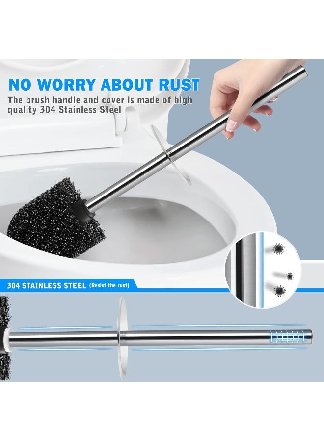 IXO Toilet Brush and Holder, Toilet Brush with 304 Stainless Steel Long Handle, Toilet Bowl Brush for Bathroom Toilet-Ergonomic, Elegant, Durable (Black) - Image 4