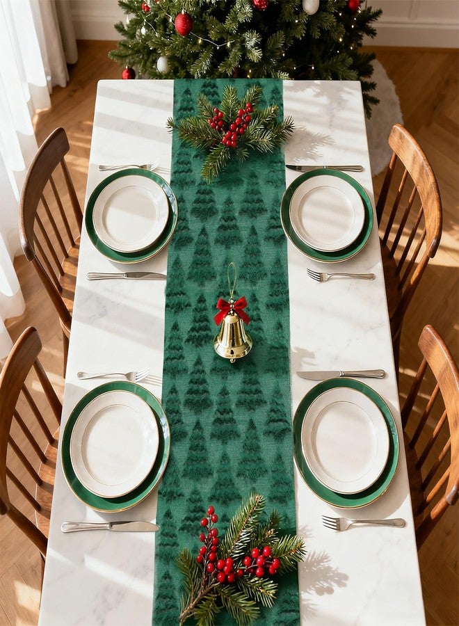 RTHPY Christmas Table Runner 72 Inch, Soft Plush Faux Fur Jacquard Christmas Trees Table Runner for Holiday Party, Wedding, Dining Table, Xmas Decorations for Home Kitchen Decor - Image 5
