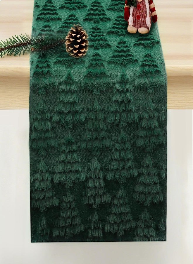 RTHPY Christmas Table Runner 72 Inch, Soft Plush Faux Fur Jacquard Christmas Trees Table Runner for Holiday Party, Wedding, Dining Table, Xmas Decorations for Home Kitchen Decor - Image 1