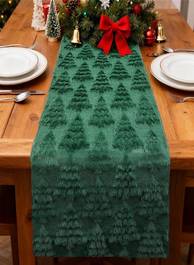RTHPY Christmas Table Runner 72 Inch, Soft Plush Faux Fur Jacquard Christmas Trees Table Runner for Holiday Party, Wedding, Dining Table, Xmas Decorations for Home Kitchen Decor - Image 3