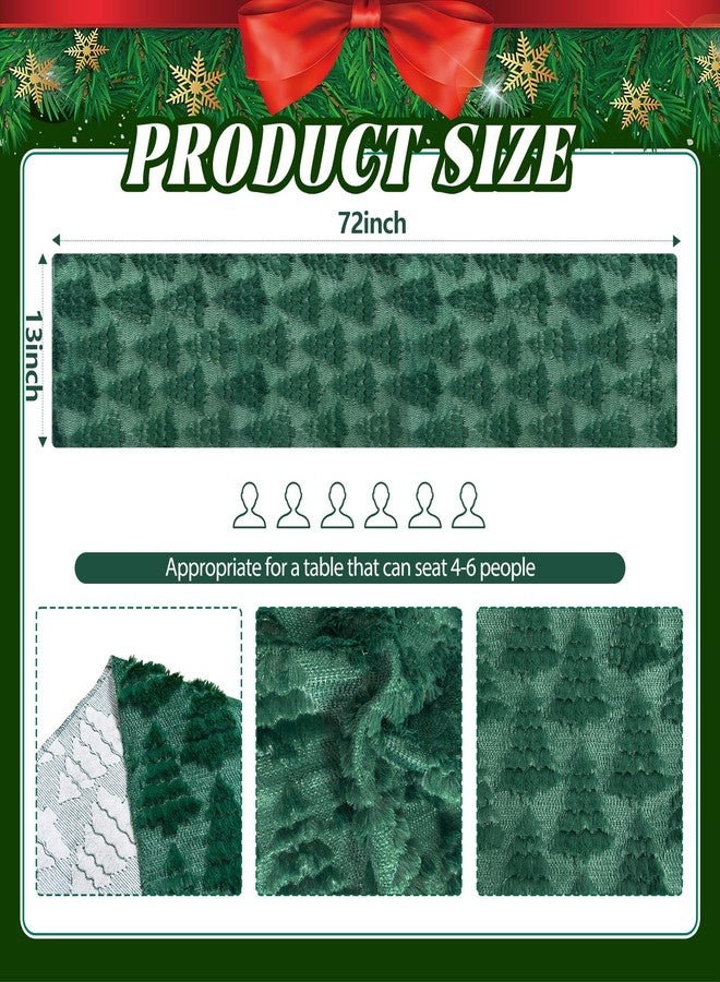RTHPY Christmas Table Runner 72 Inch, Soft Plush Faux Fur Jacquard Christmas Trees Table Runner for Holiday Party, Wedding, Dining Table, Xmas Decorations for Home Kitchen Decor - Image 2