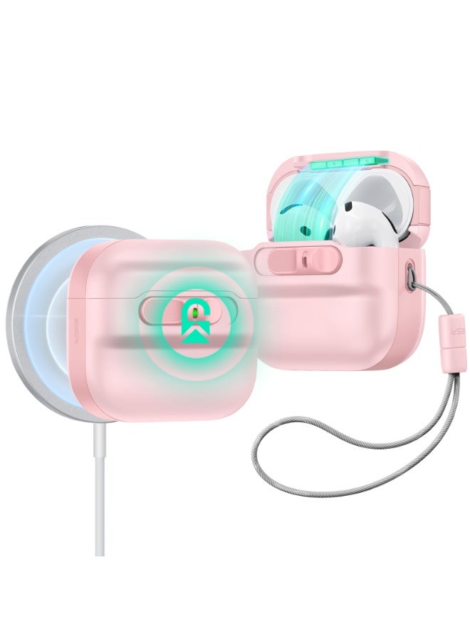 اي اس ار ESR for AirPods 4 Case, Compatible with AirPods 4 Generation Case (2024)(USB-C), MagSafe Compatible, Magnetic Lid Lock, Drop-Proof Protection Cover with Lanyard, Pulse Series pink - Image 1