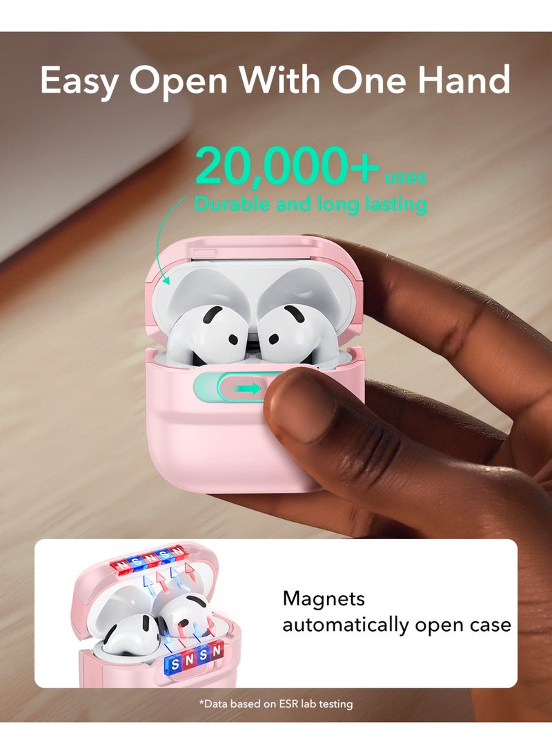 اي اس ار ESR for AirPods 4 Case, Compatible with AirPods 4 Generation Case (2024)(USB-C), MagSafe Compatible, Magnetic Lid Lock, Drop-Proof Protection Cover with Lanyard, Pulse Series pink - Image 5