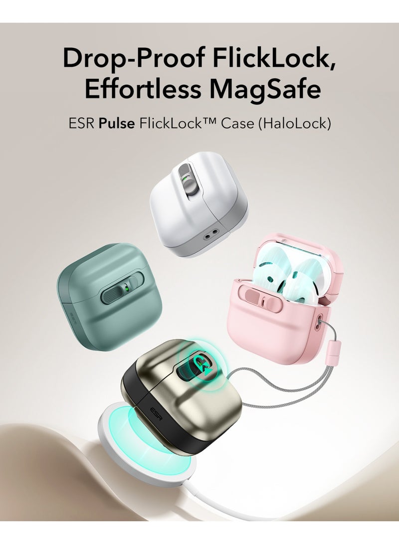 اي اس ار ESR for AirPods 4 Case, Compatible with AirPods 4 Generation Case (2024)(USB-C), MagSafe Compatible, Magnetic Lid Lock, Drop-Proof Protection Cover with Lanyard, Pulse Series pink - Image 3