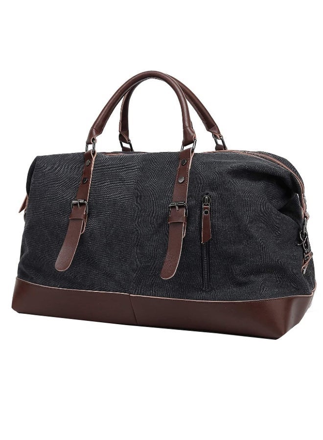 NIBEMINENT Portable Travel Duffel Bag Black/Brown  - Image 1