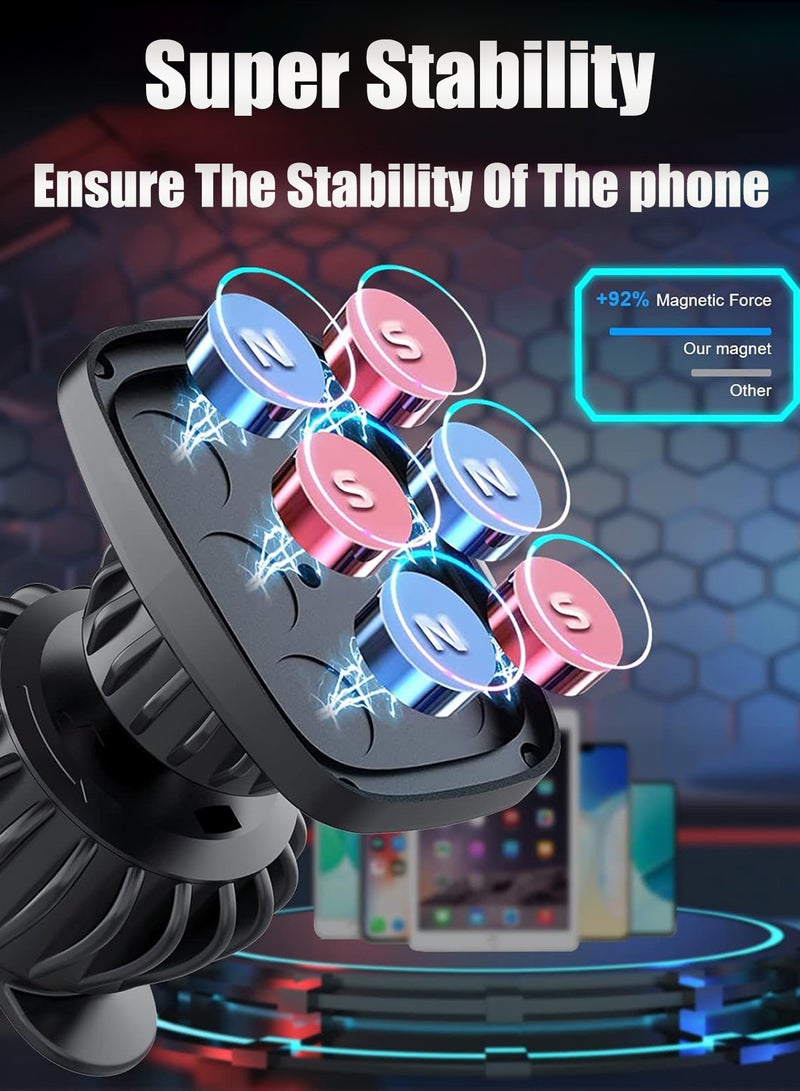 هيروكس حامل MagSafe للسيارة، حامل هاتف مغناطيسي للسيارة، خطاف مناسب لفتحات التهوية، مغناطيس قوي، تشغيل بيد واحدة، دوران 360 درجة، متوافق مع Galaxy S24 Ultra/iPhone 17/16/15/MagSafe باللون الأسود - Image 2