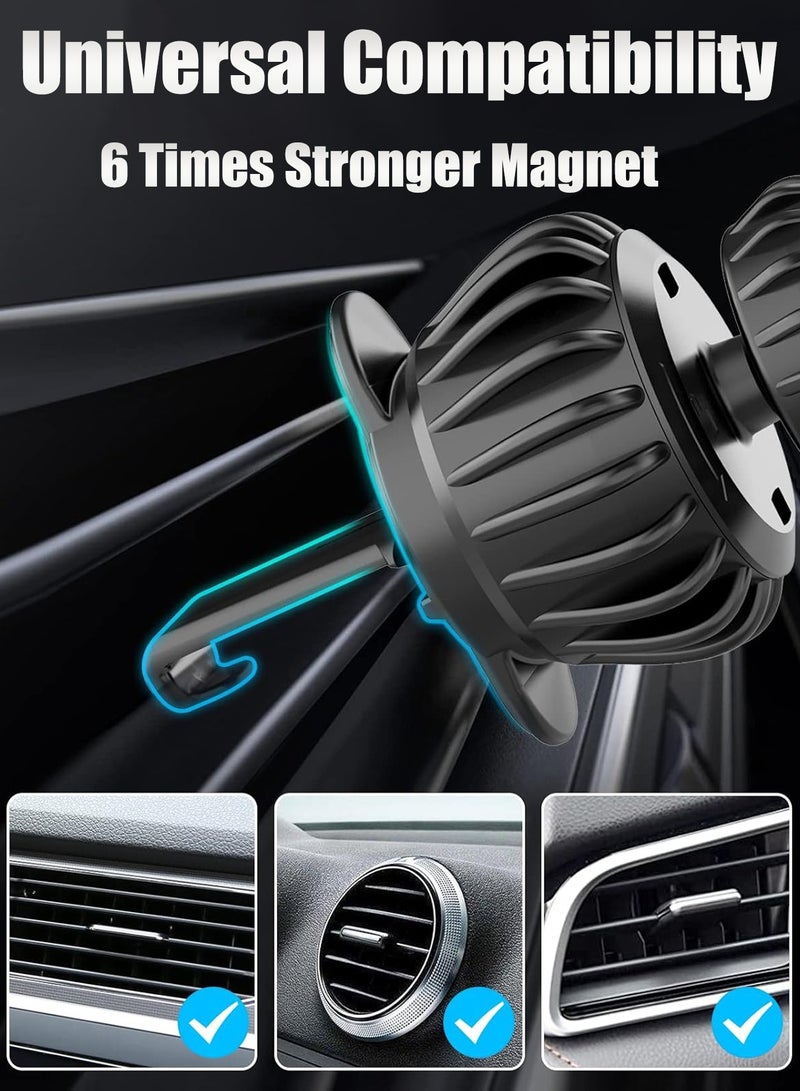 هيروكس حامل MagSafe للسيارة، حامل هاتف مغناطيسي للسيارة، خطاف مناسب لفتحات التهوية، مغناطيس قوي، تشغيل بيد واحدة، دوران 360 درجة، متوافق مع Galaxy S24 Ultra/iPhone 17/16/15/MagSafe باللون الأسود - Image 3