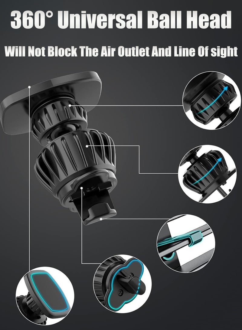 هيروكس حامل MagSafe للسيارة، حامل هاتف مغناطيسي للسيارة، خطاف مناسب لفتحات التهوية، مغناطيس قوي، تشغيل بيد واحدة، دوران 360 درجة، متوافق مع Galaxy S24 Ultra/iPhone 17/16/15/MagSafe باللون الأسود - Image 4