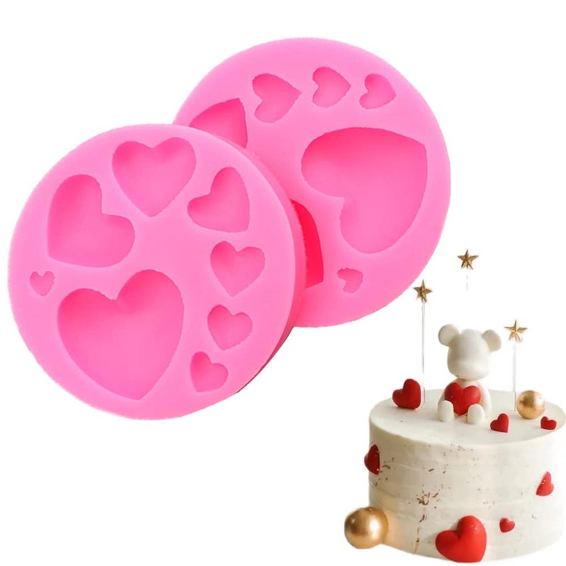 Heart Silicone Molds2 Pieces Mixed Size Silicone Candy Molds Heart Shape Molds for Chocolate Cookie Decor Pastry Cake Jelly Pudding Making