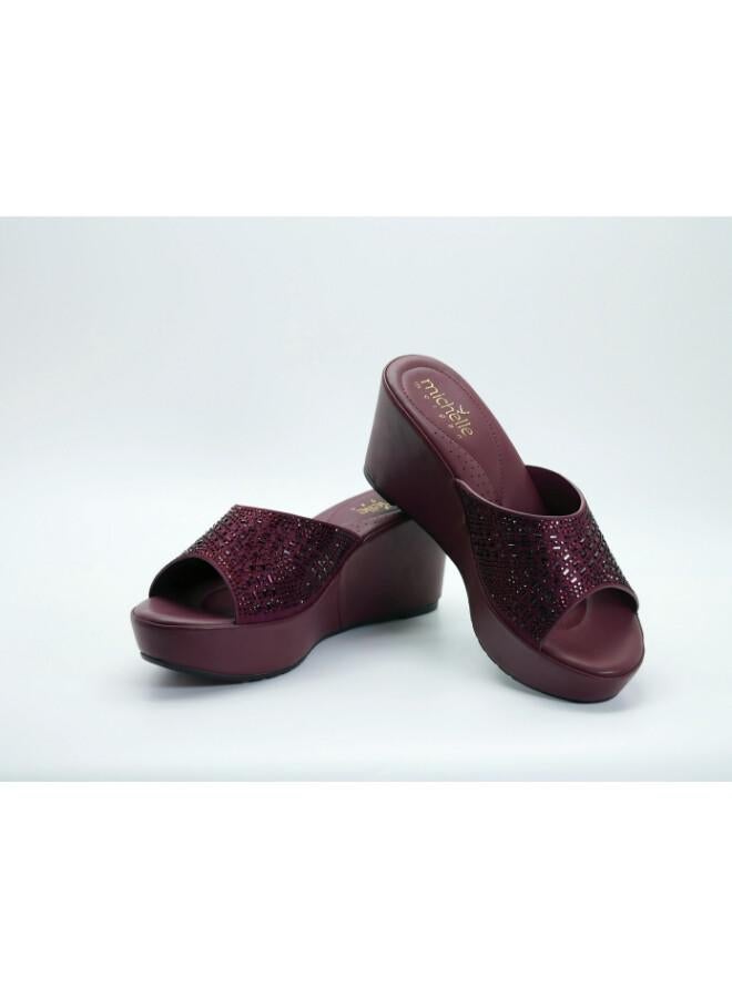 Michelle Morgan 092-3132 Michelle Morgan Elegant Wedge Mules 514RJ33C Bordo - Image 2