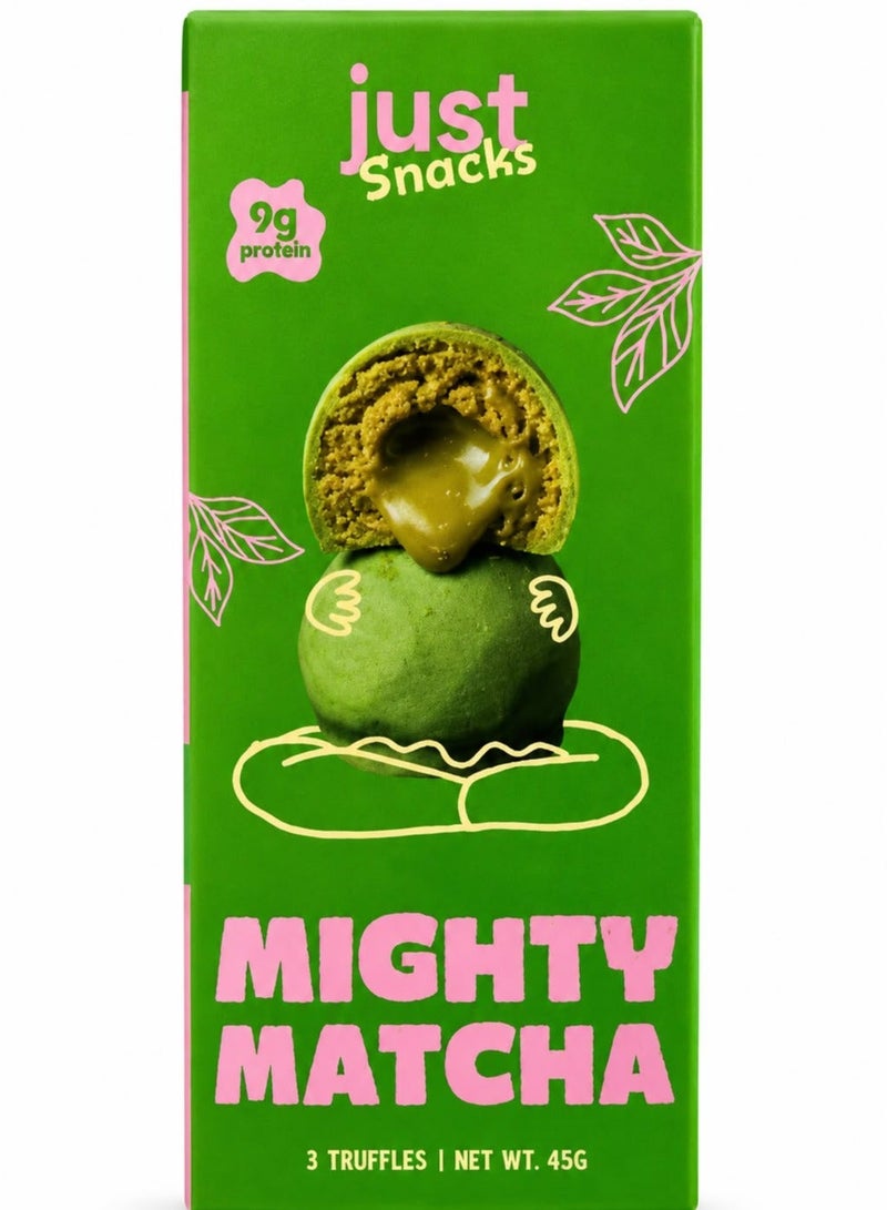 جست Just Snacks كرات ترافل غنية بالبروتين - مايتي ماتشا (3 كرات في العلبة) - Image 1