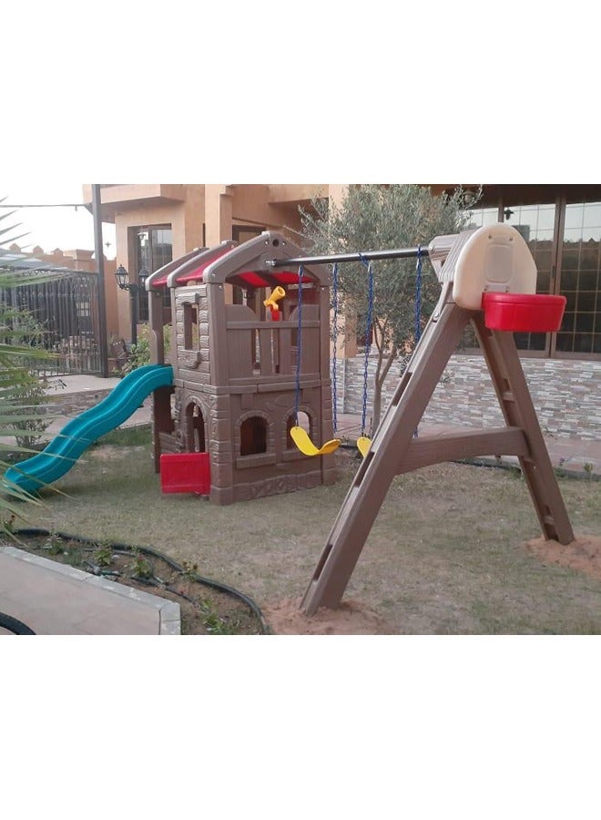 JSAITOYS Combination Children Plastic Climbing Swing Slide Playground Equipment With Basketball Hoop  - Image 4
