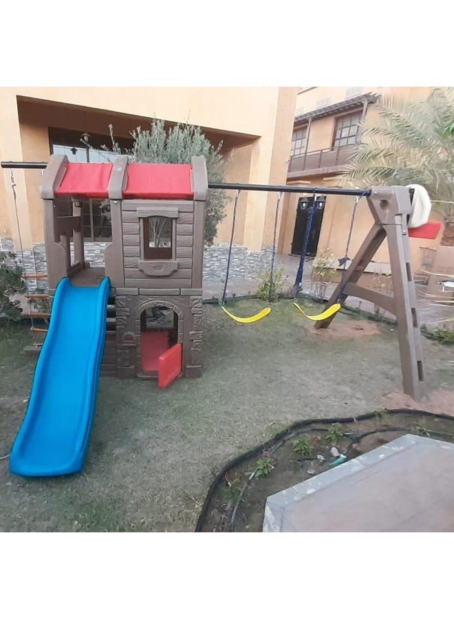 JSAITOYS Combination Children Plastic Climbing Swing Slide Playground Equipment With Basketball Hoop  - Image 3