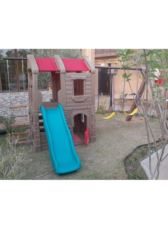 JSAITOYS Combination Children Plastic Climbing Swing Slide Playground Equipment With Basketball Hoop  - Image 5
