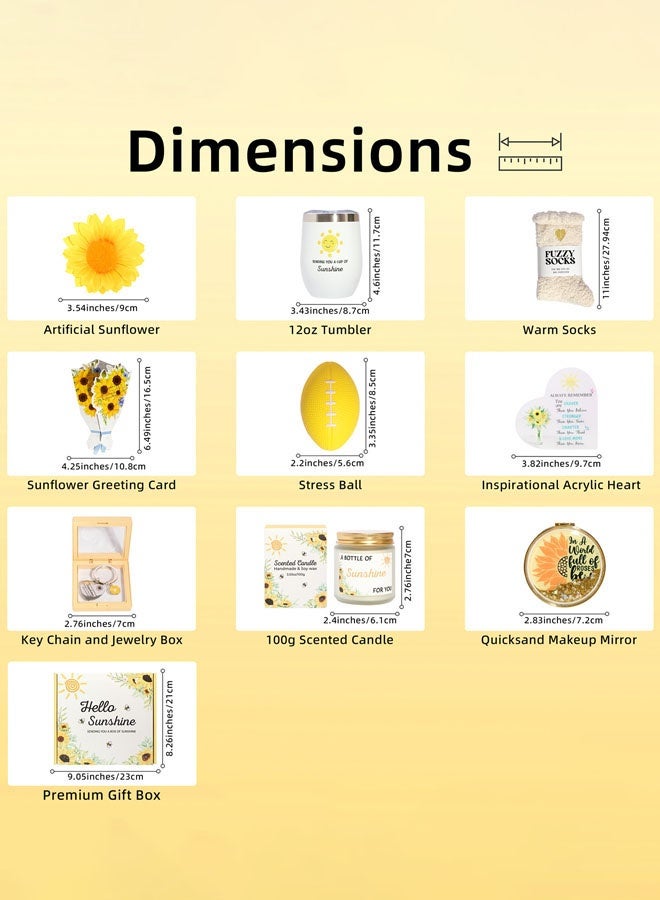 Hanayo طقم هدايا للنساء هدايا عيد ميلاد سلة هدايا للنساء هدايا عباد الشمس إرسال أشعة الشمس للسيدات طقم سلة هدايا 10 قطع مع صندوق هدايا طقم هدايا ملهم للزوجة وأفضل صديقة (أصفر) - Image 2