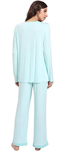 GYS Viscose from Bamboo Women's Pajama Sets Super Soft Long Sleeve Sleepwear Comfy Winter Pjs Sets S-4X, Aqua, Medium - Image 3