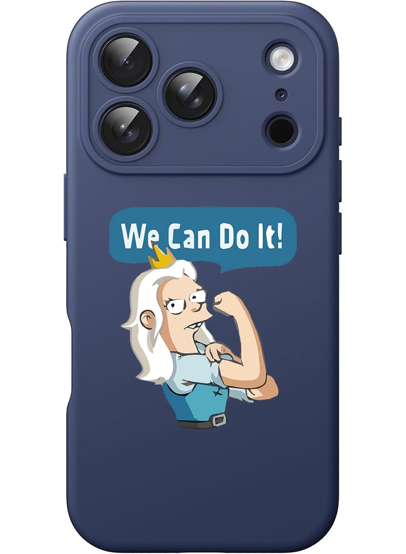 Theodor Protective Slim Fit Case Liquid Silicone Cover with Full Body Protection Anti-Scratch Shockproof Case For Apple iPhone 17 Pro Max (Blue) We can do it-01 - Image 1