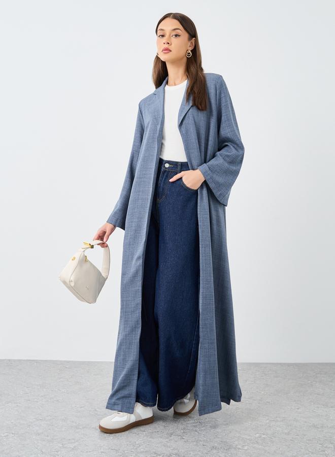 ستايلي أميرة عباءة نسائية زرقاء مفتوحة من الأمام بياقة مشقوقة - Image 1