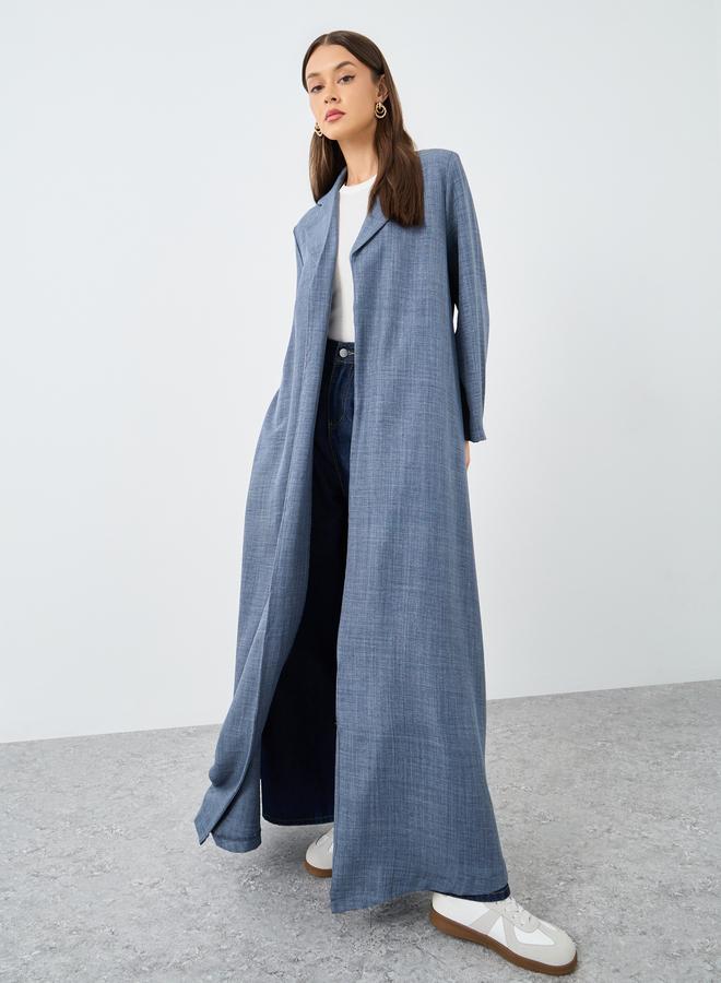 ستايلي أميرة عباءة نسائية زرقاء مفتوحة من الأمام بياقة مشقوقة - Image 2