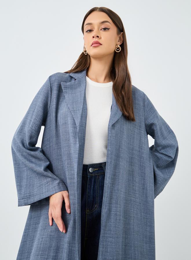 ستايلي أميرة عباءة نسائية زرقاء مفتوحة من الأمام بياقة مشقوقة - Image 3