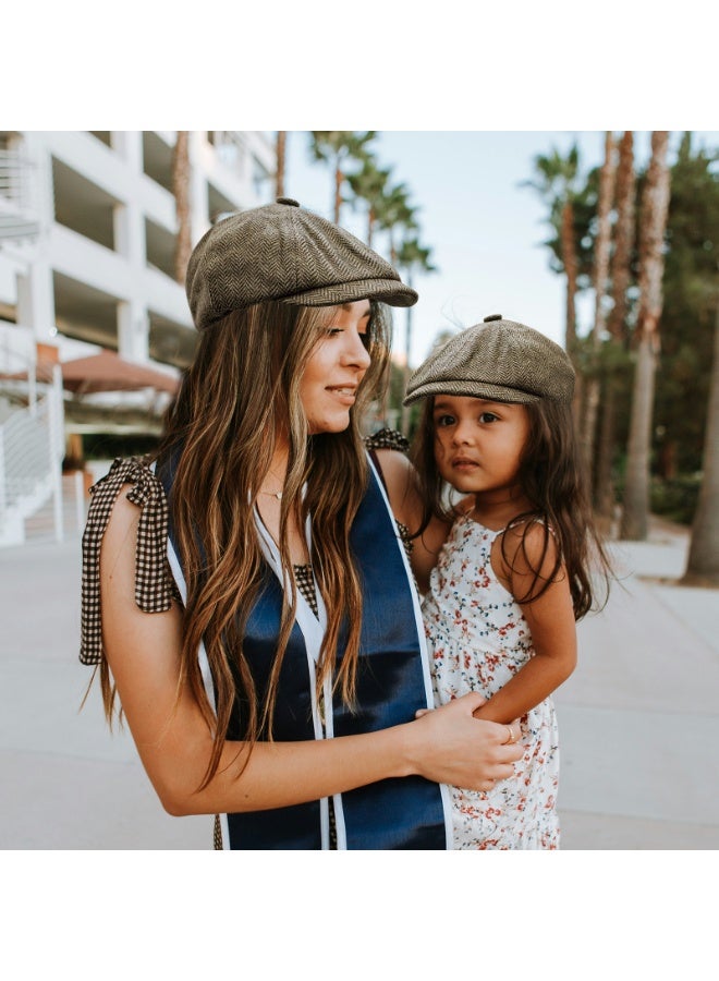 قبعة بيريه للآباء والأمهات والأطفال قبعة مسطحة من التويد قبعة ثماني الأضلاع قبعة غاتسبي ذات قمة - Image 5