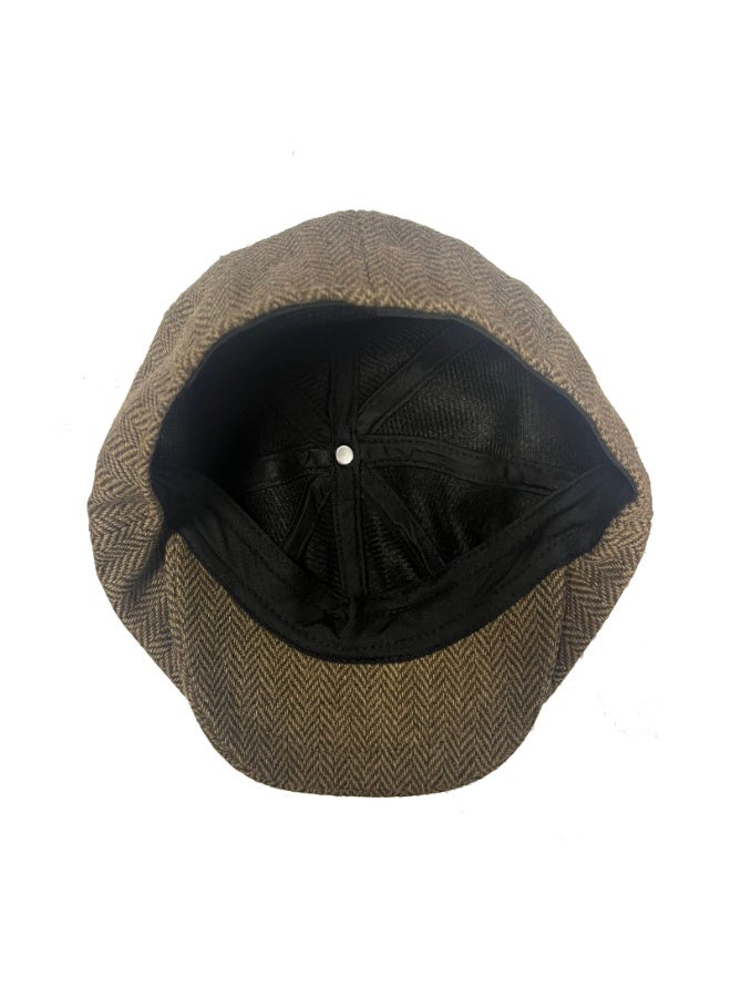 قبعة بيريه للآباء والأمهات والأطفال قبعة مسطحة من التويد قبعة ثماني الأضلاع قبعة غاتسبي ذات قمة - Image 3