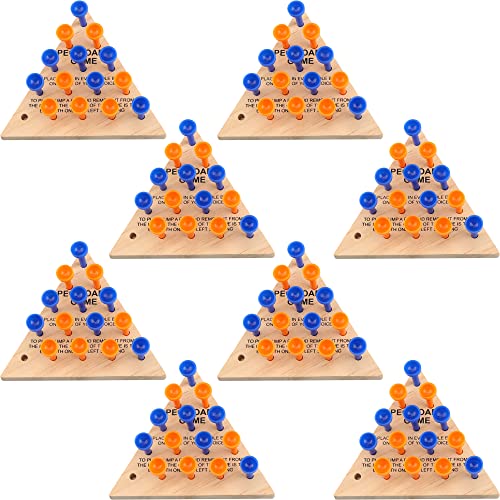 Haconba 8 Packs Wooden Triangle Peg Games Family Wooden Board Game Learning Puzzles Strategy Toy for Travel Gathering Teens Adult - Image 1