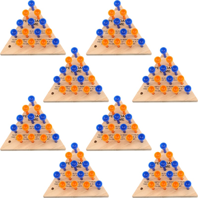 Haconba 8 Packs Wooden Triangle Peg Games Family Wooden Board Game Learning Puzzles Strategy Toy for Travel Gathering Teens Adult - Image 3