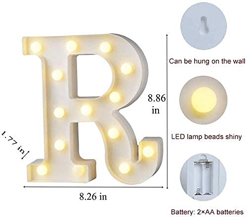 Balloonistics Warm White LED Marquee Alphabet R Light - 9-Inch Cordless Battery-Operated Night Light - Standing Letter Sign for Personalized Decor, Birthdays, Weddings & Home ((Alphabet R) - Image 4