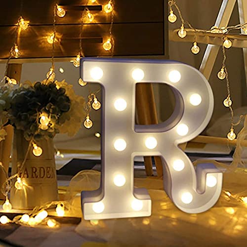 Balloonistics Warm White LED Marquee Alphabet R Light - 9-Inch Cordless Battery-Operated Night Light - Standing Letter Sign for Personalized Decor, Birthdays, Weddings & Home ((Alphabet R) - Image 1