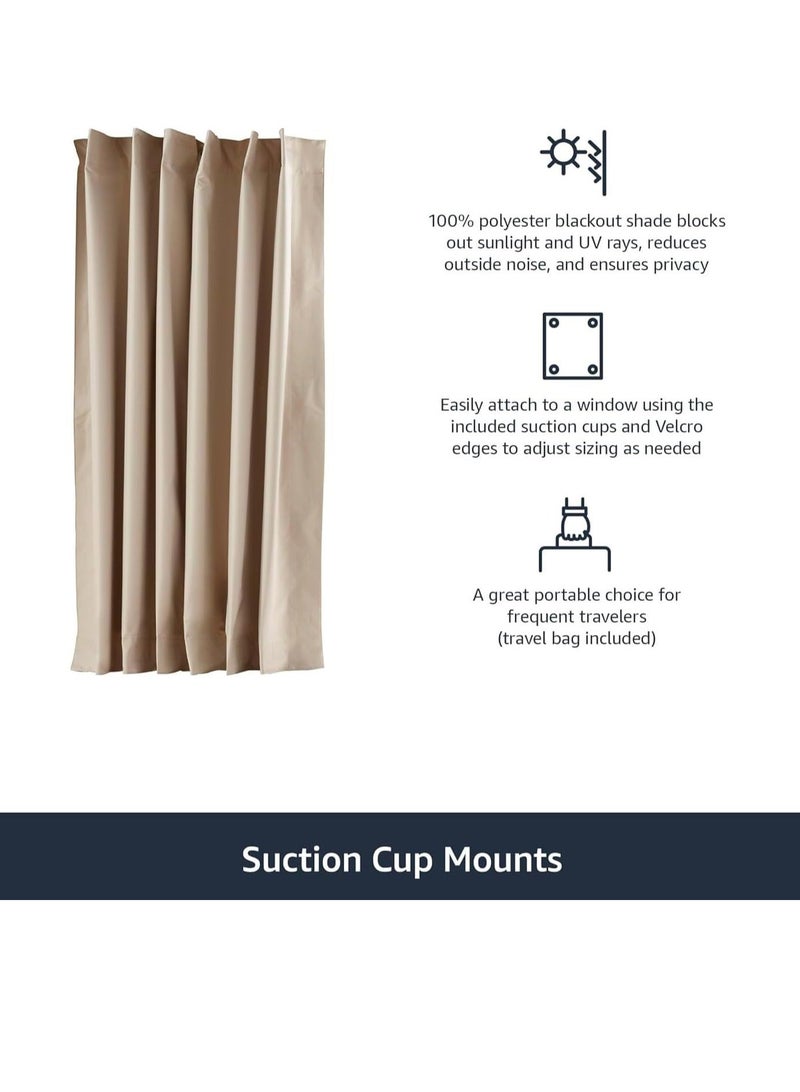 Blackout Curtain, Portable Window Blackout Curtain Shades With Suction Cups, Foldable No Drilling Curtain for Travel Home Beige, 130 x 200 cm - Image 3